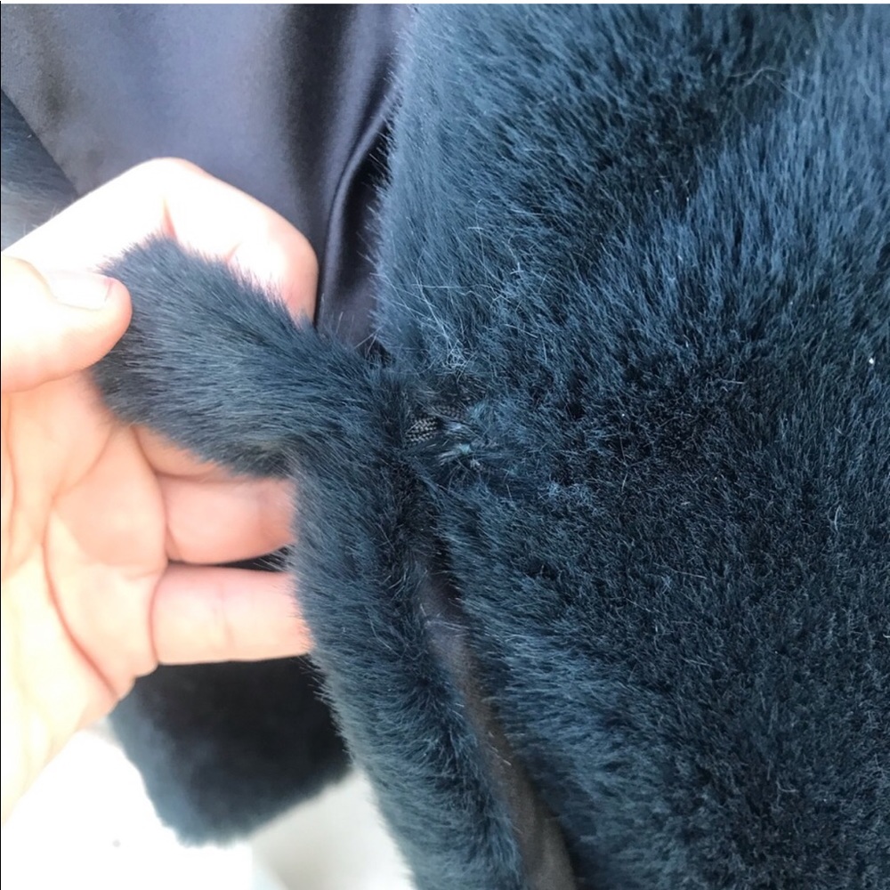 NWT MNG Mango Faux Fur 🖤  Royal Turquoise Coat XS - Picture 9 of 11